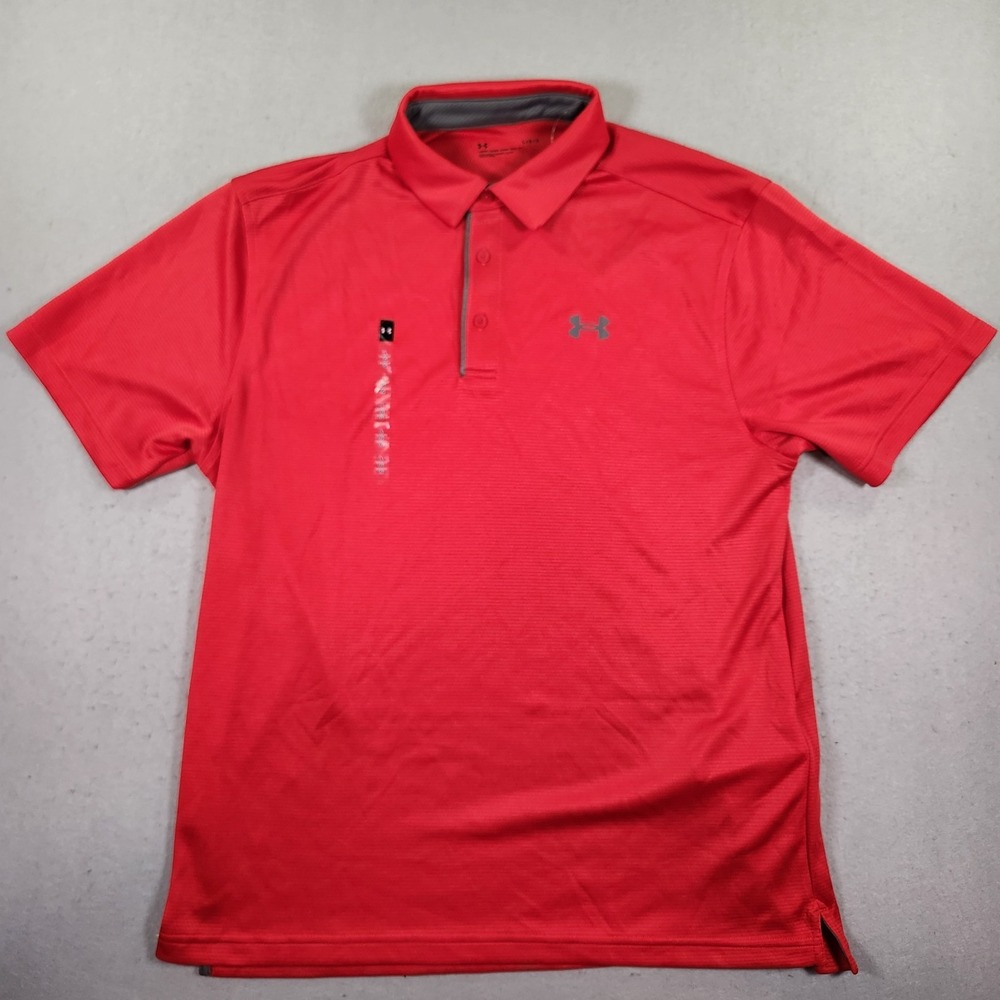Under Armour Men's L UA Tech Performance Loose-Fit Golf Polo Team Shirt Red NWT